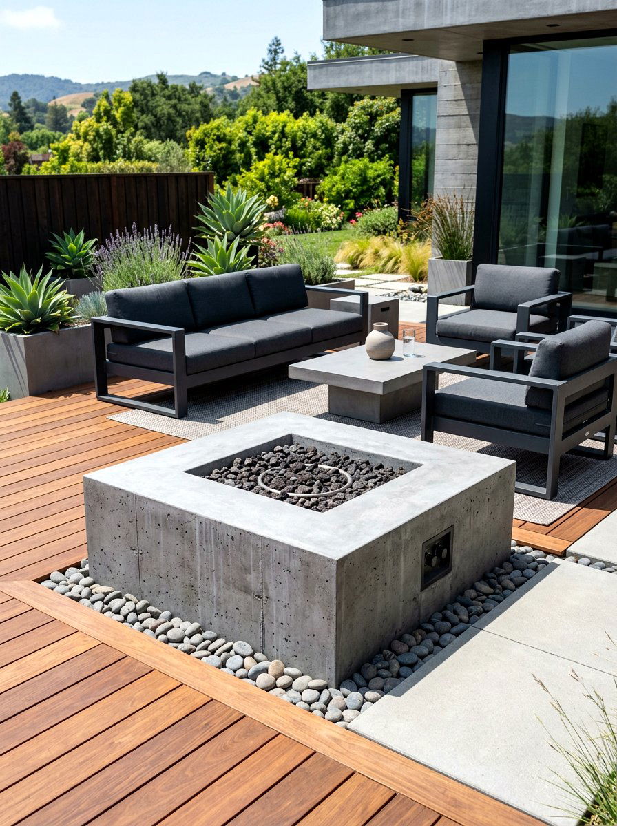 Modern Concrete Fire Pit - 30 fire pit patio ideas