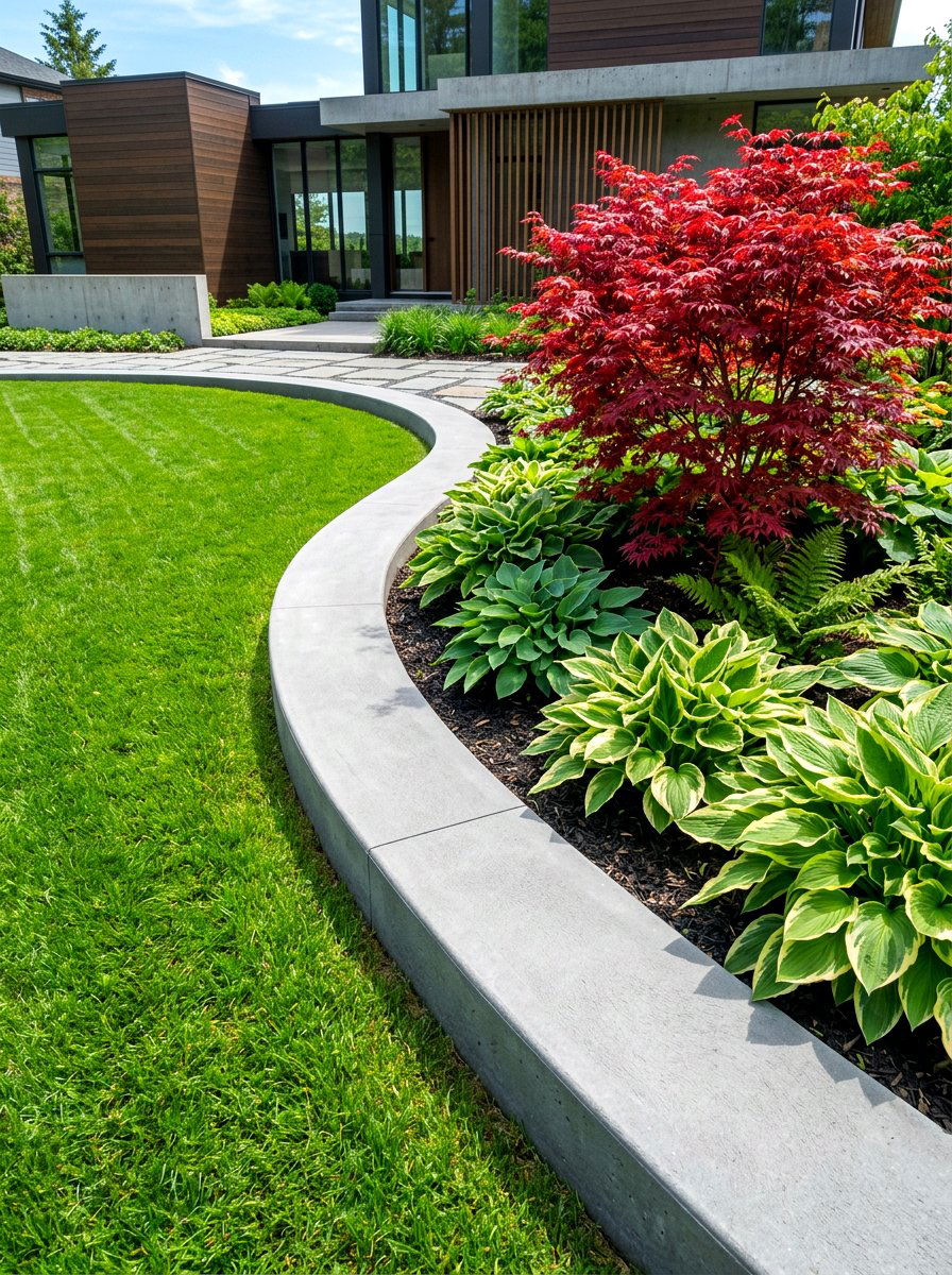 Modern Concrete Garden Border - 30 front yard border ideas