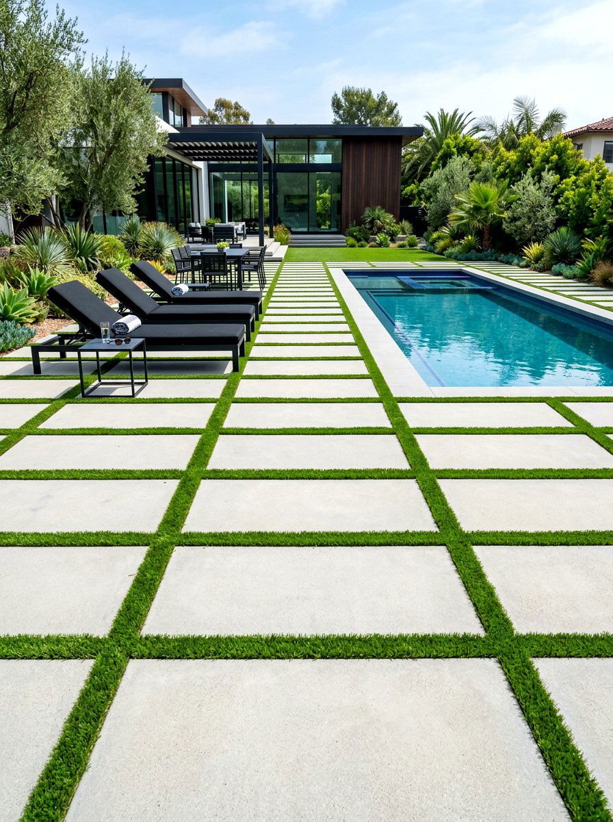 Modern Concrete Paver - 30 pool landscaping ideas