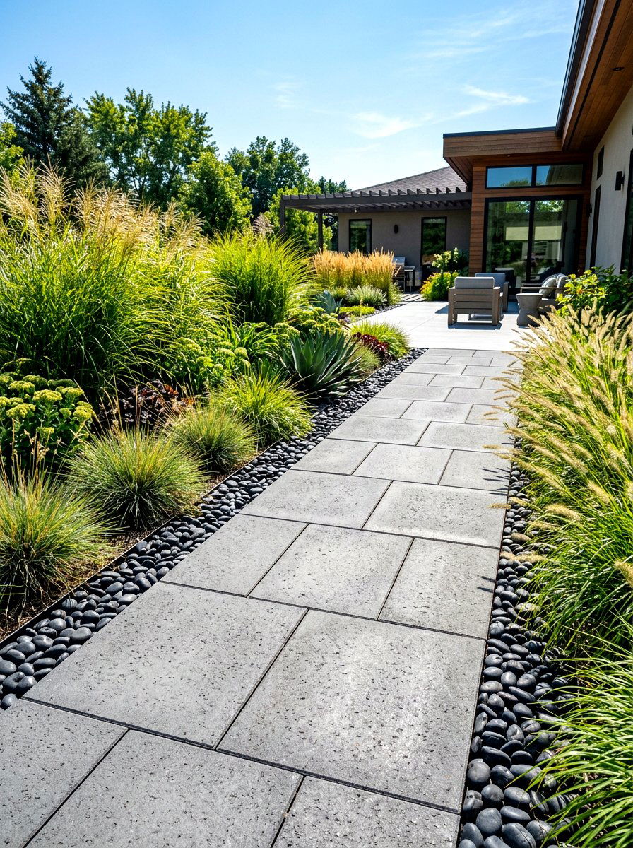 Modern Concrete Paver Path - 30 path through garden ideas