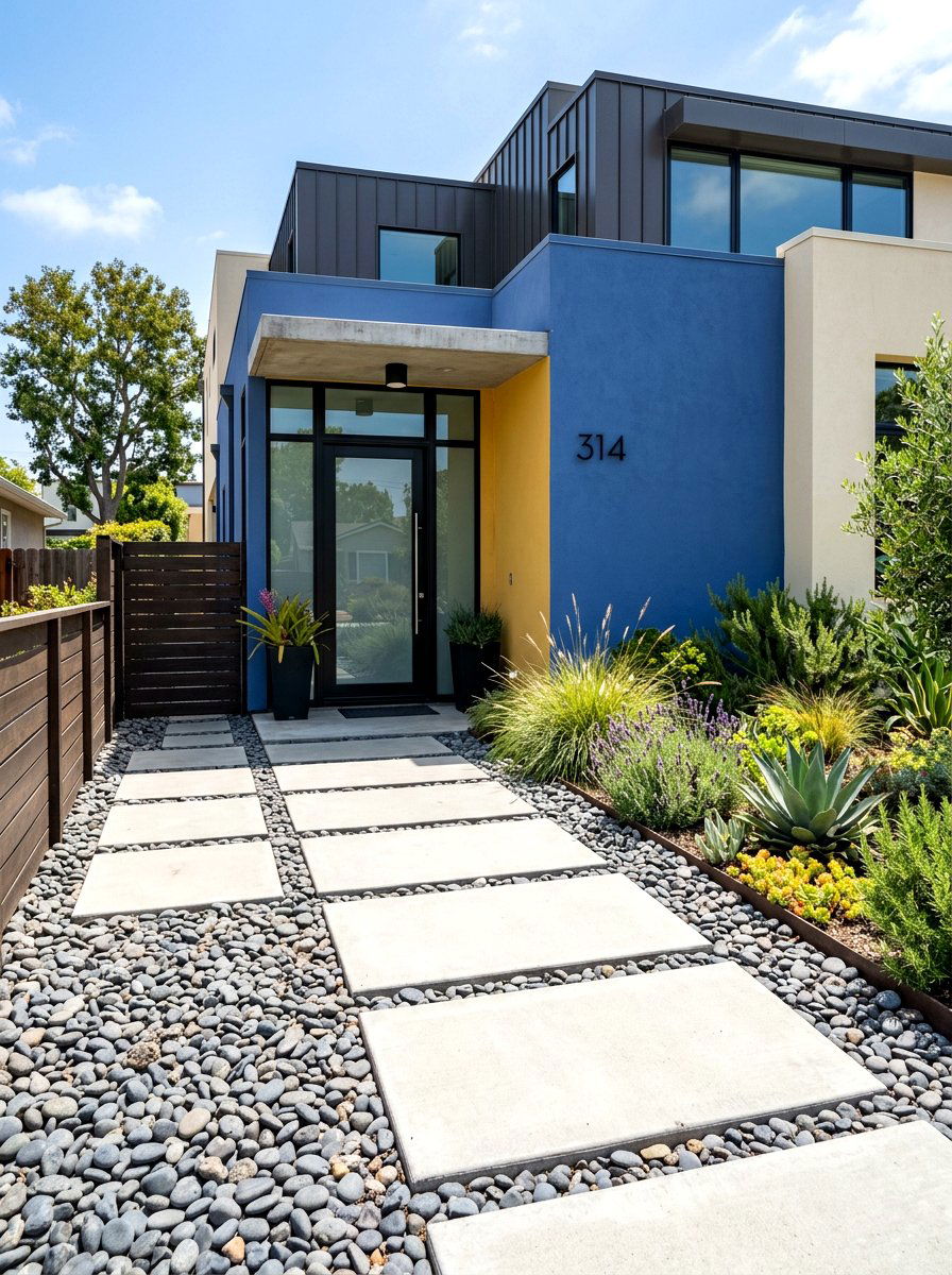 Modern Concrete Paver Walkway - 30 side entry curb appeal ideas
