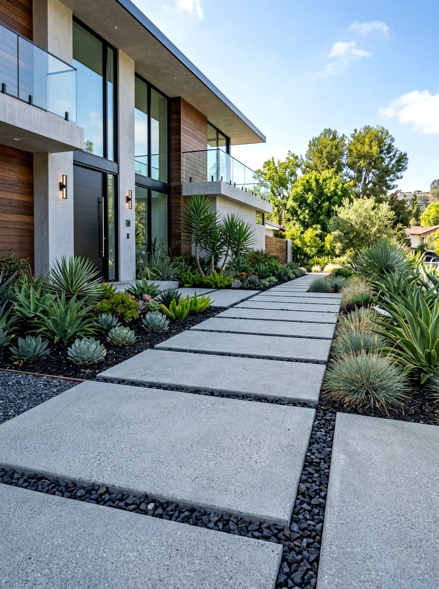 Modern Concrete Paver - 30 backyard walkway ideas