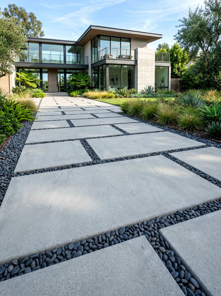 Modern Concrete Pavers - 30 side yard walkway ideas