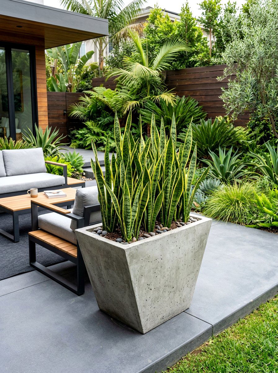 Modern Concrete Planter - 30 backyard planter ideas