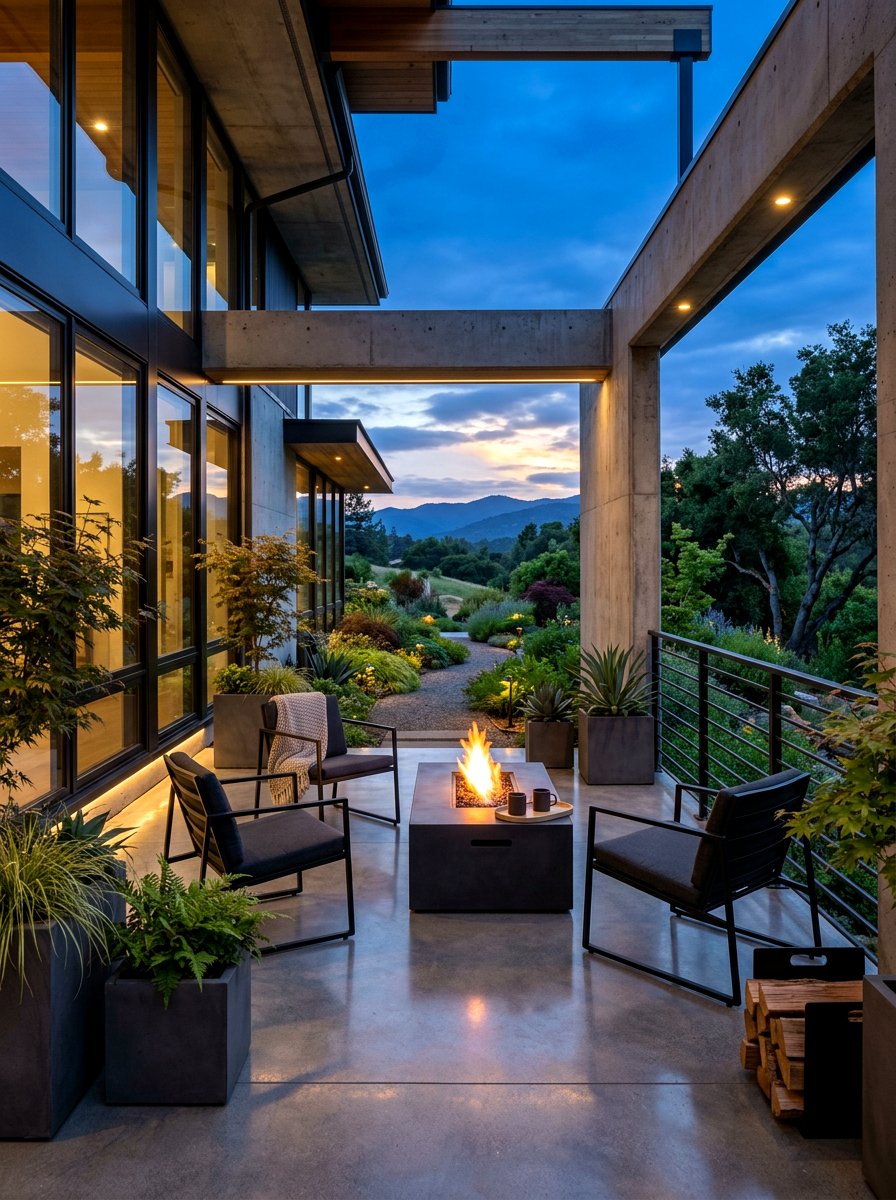 Modern Concrete Porch - 30 back porch ideas