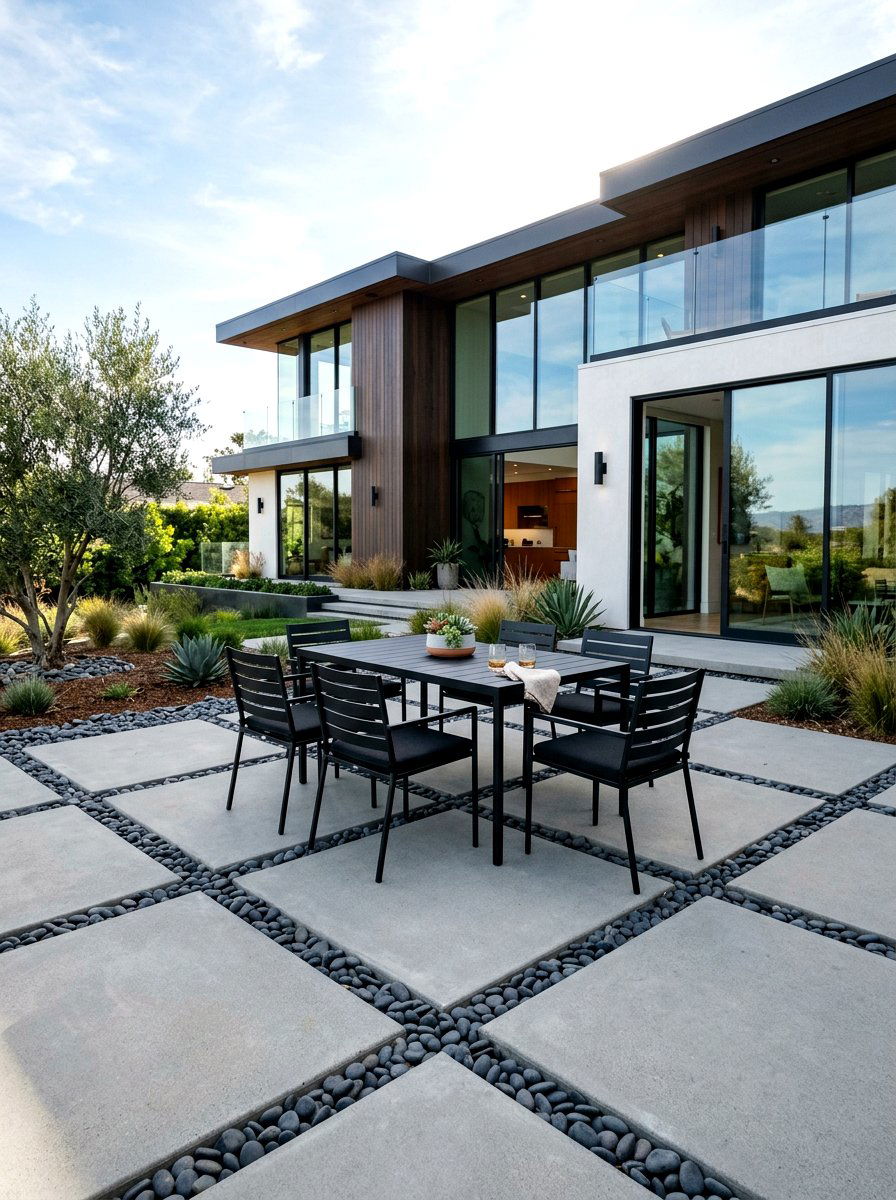 Modern Concrete Slab - 30 no grass backyard ideas
