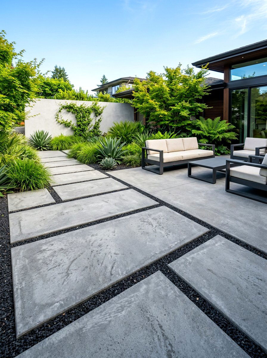 Modern Concrete Slab - 30 low water backyard ideas