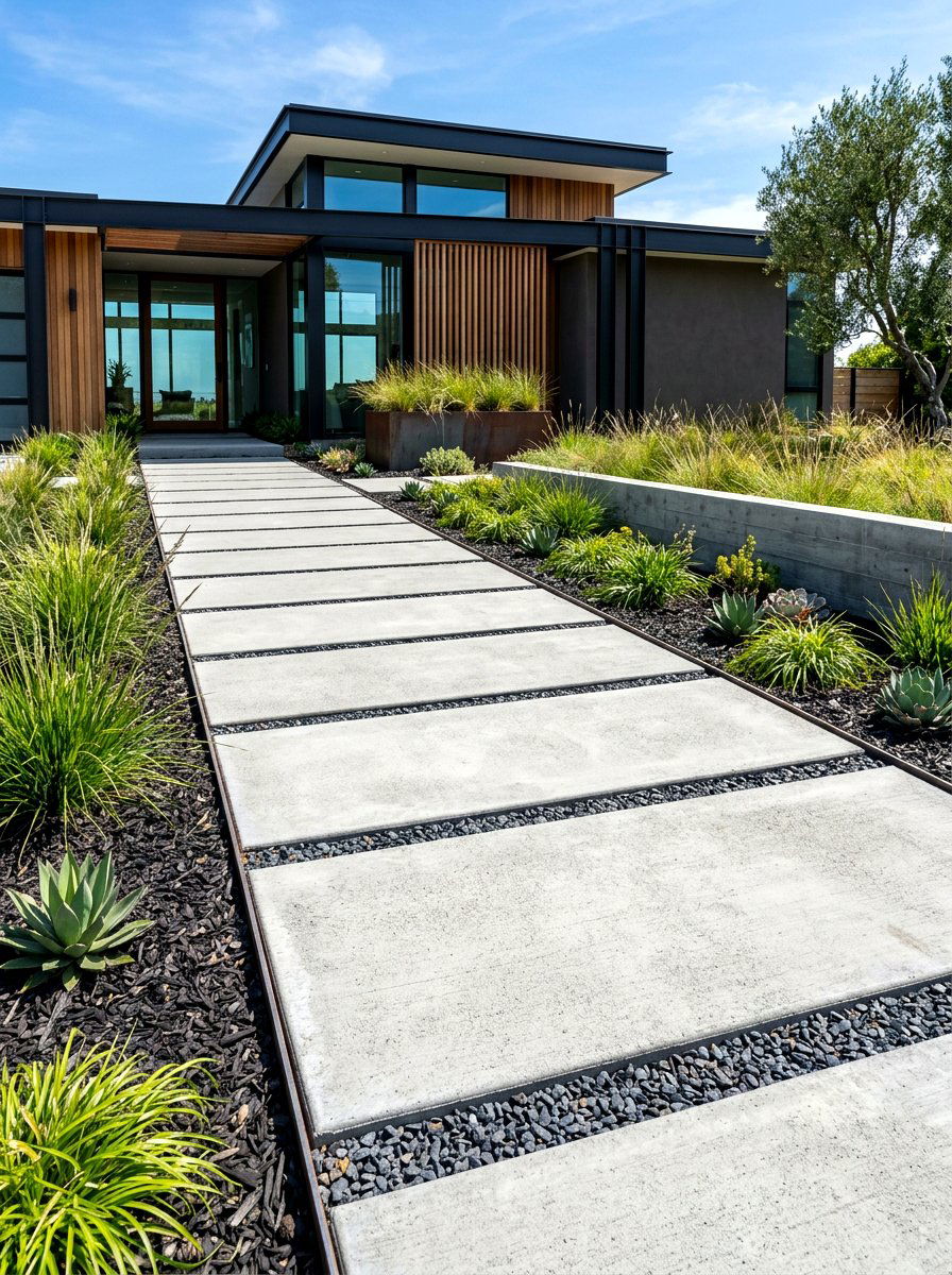 Modern Concrete Slab Walkway - 30 walkway landscaping ideas