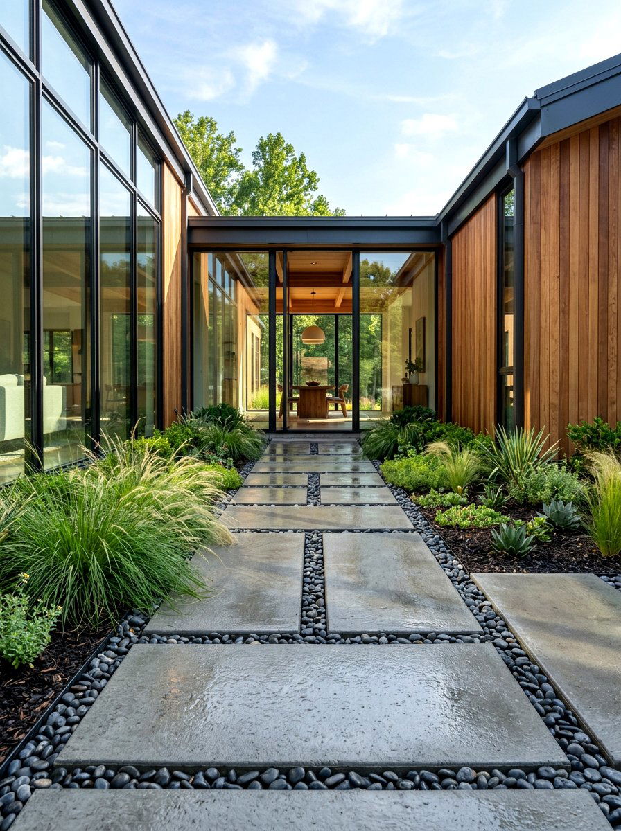 Modern Concrete Slabs - 30 front yard walkway ideas