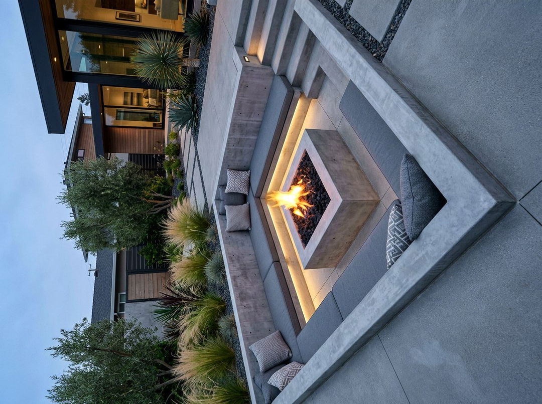 Modern Concrete Sunken Fire Pit - 30 sunken fire lounge ideas