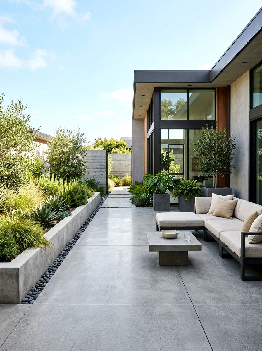 Modern Concrete Surface - 30 courtyard patio ideas