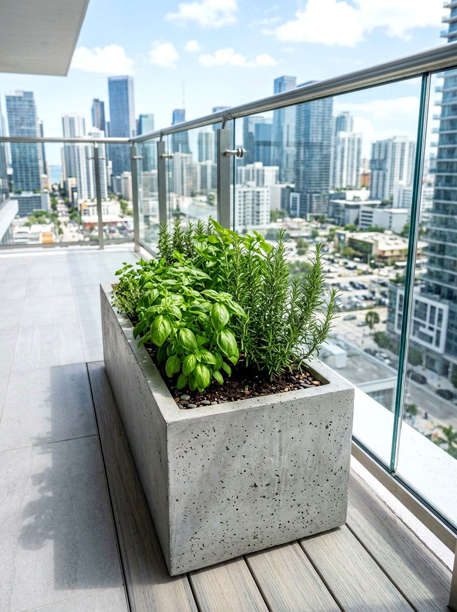 Modern Concrete Trough - 30 concrete planter ideas