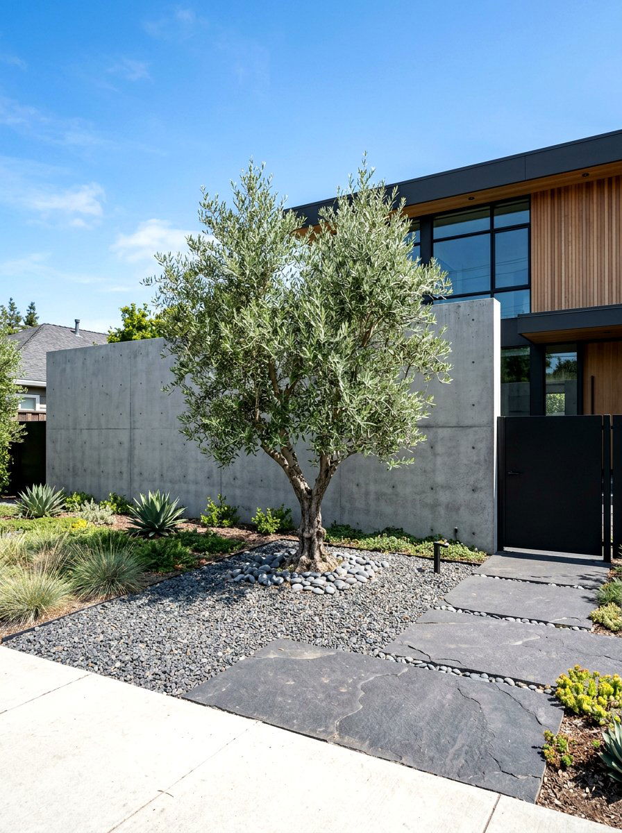 Modern Concrete Wall - 30 front yard privacy ideas