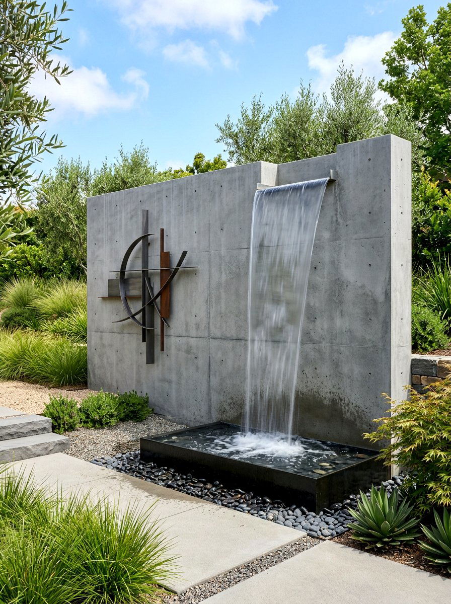 Modern Concrete Wall - 30 courtyard privacy wall ideas