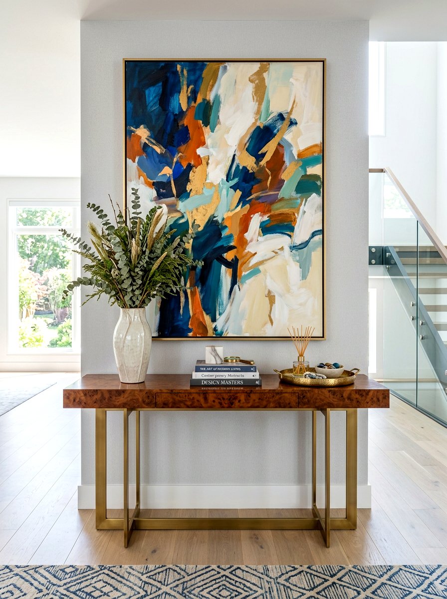 Modern Console Table - 30 luxury entryway styling ideas