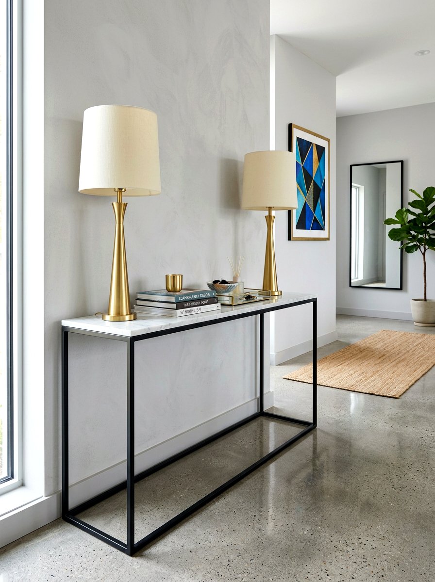 Modern Console Table - 30 warm welcome entryway ideas