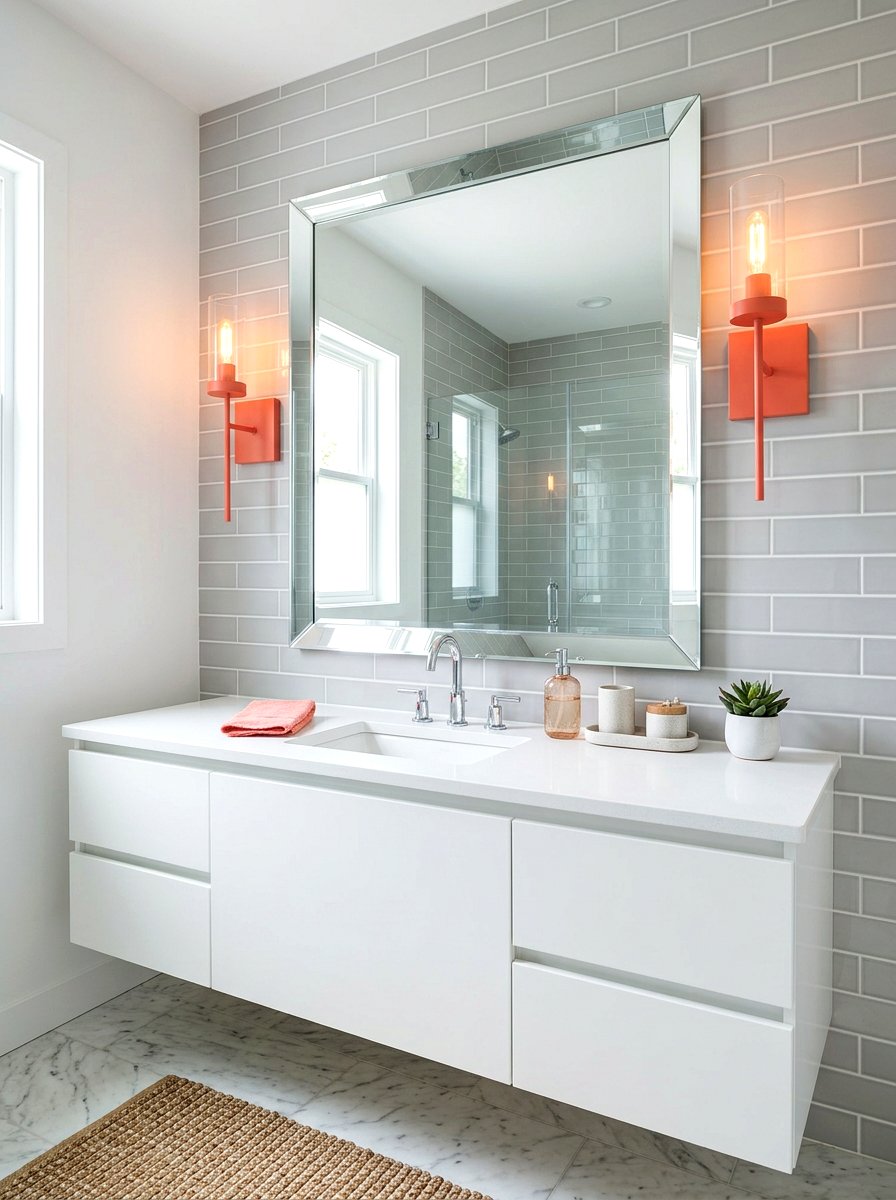 Modern Coral Bathroom Vanity Light - 30 coral bathroom decor ideas