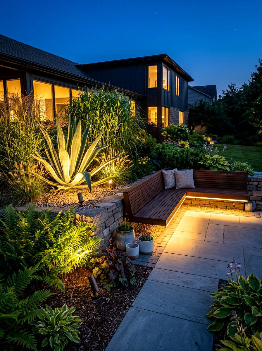 Modern Corner Garden Lighting - 30 corner garden ideas