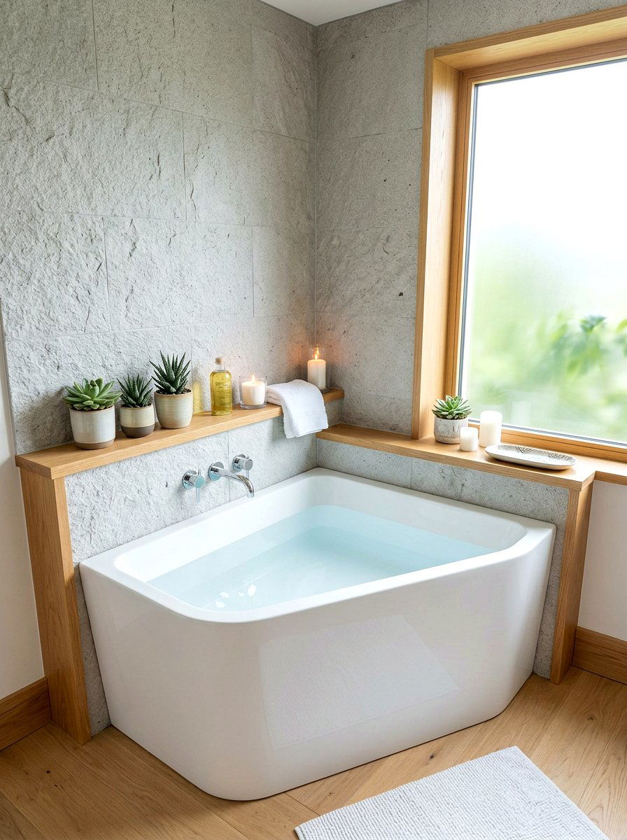 Modern Corner Soaking Tub - 30 spa corner ideas