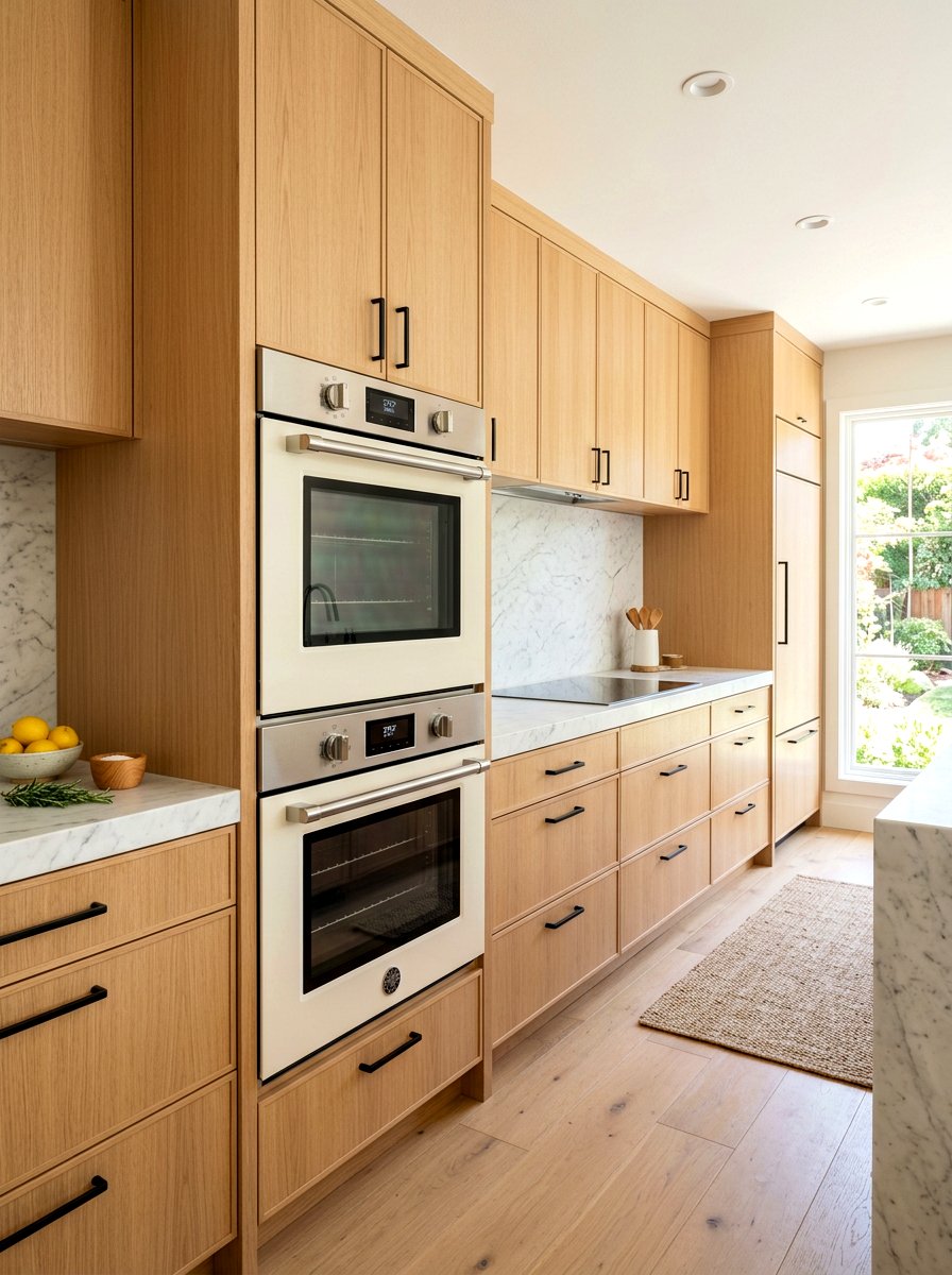 Modern Cream Oven Wood Cabinets - 30 cream appliance kitchen ideas