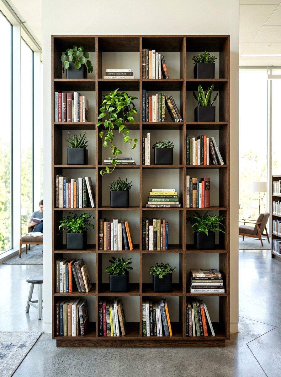 Modern Cube Bookshelf Planter - 30 small planter ideas