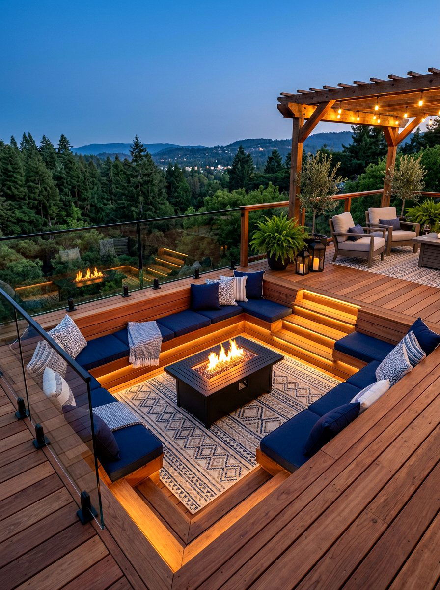 Modern Deck Conversation Pit - 30 conversation pit patio ideas