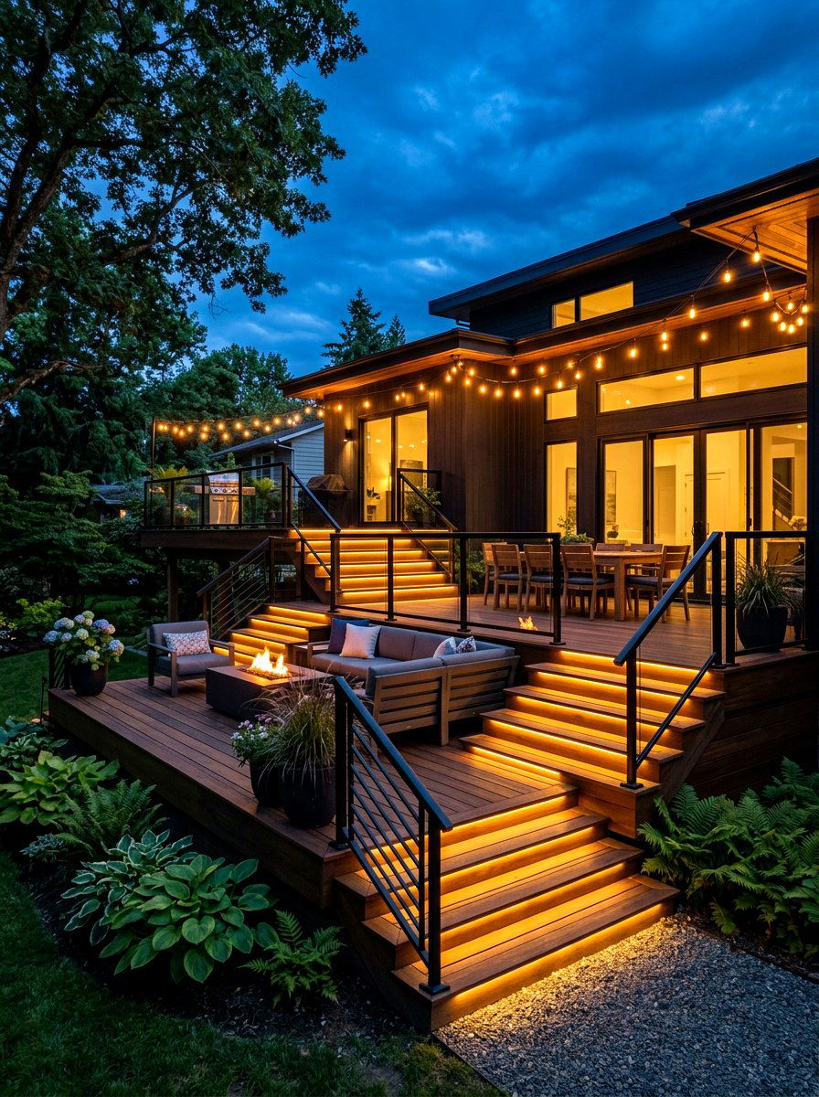Modern Deck Lighting - 30 backyard garden ideas