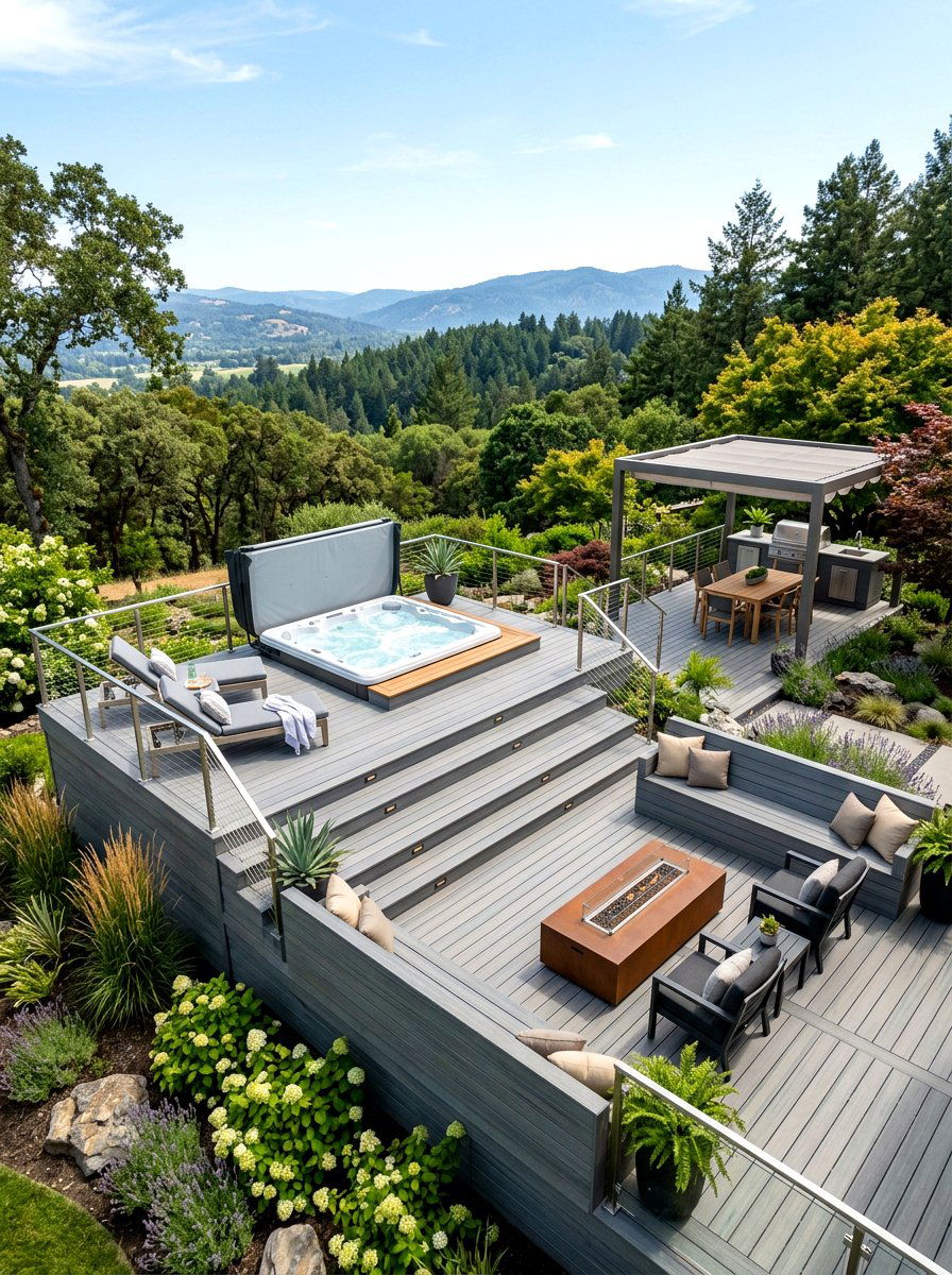 Modern Deck With Built In Hot Tub - 30 spa backyard ideas