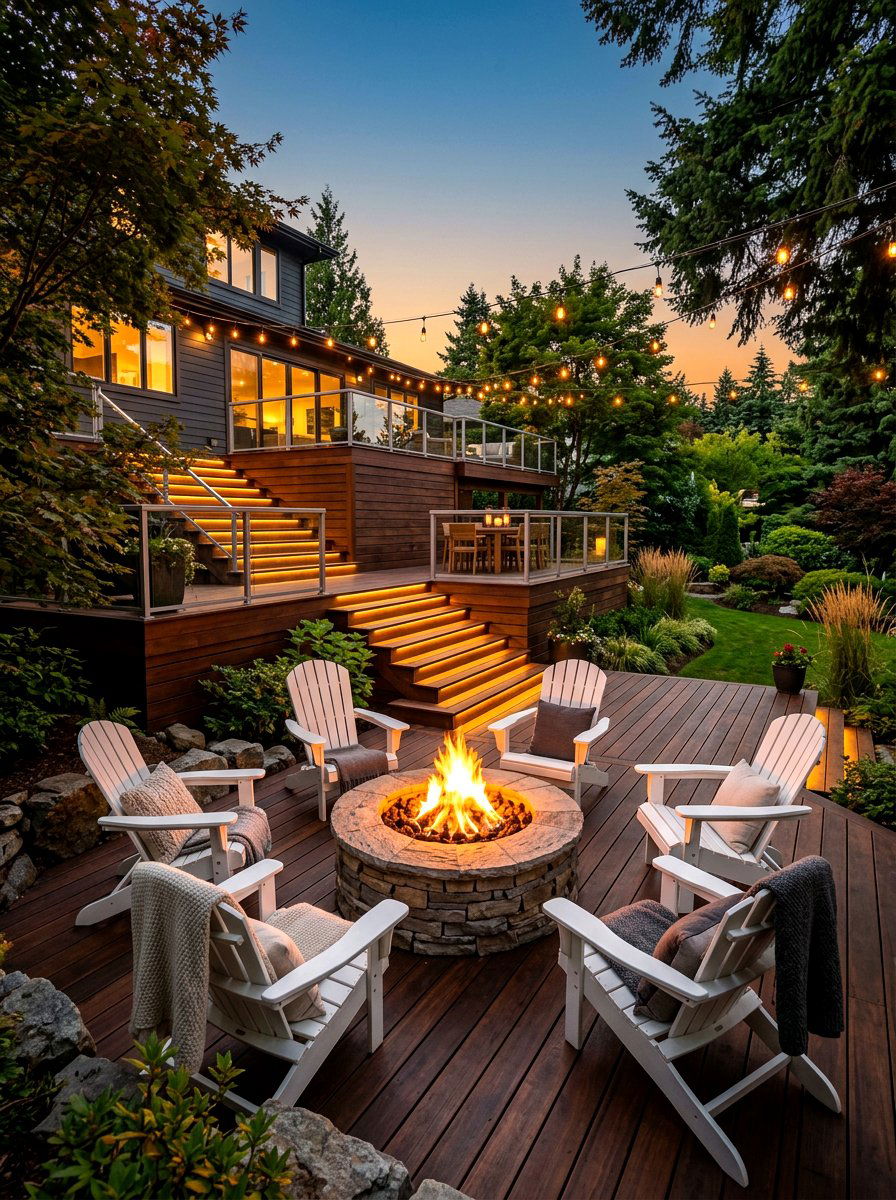 Modern Deck With Fire Pit - 30 multi level deck ideas