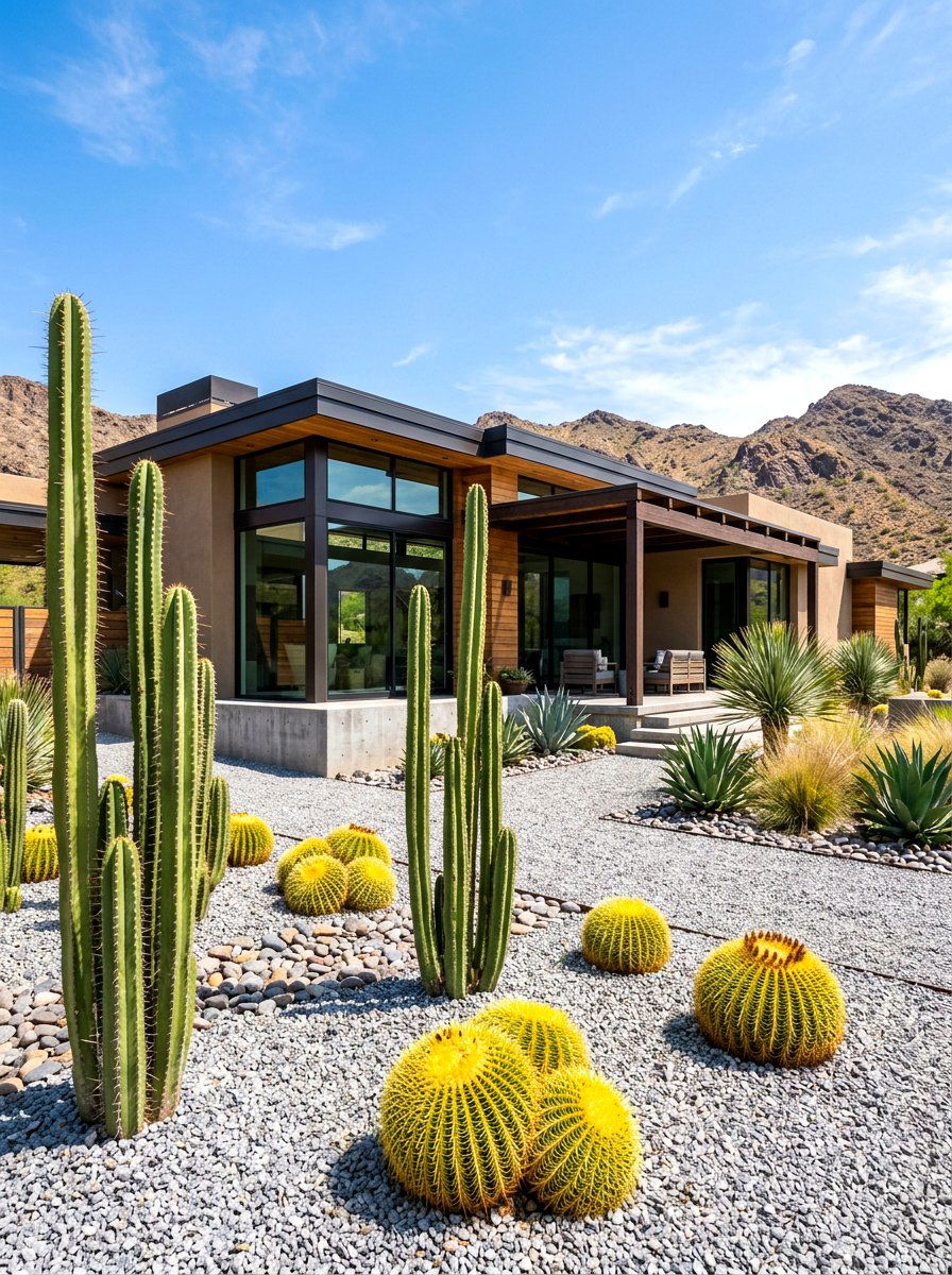 Modern Desert Landscaping - 30 cactus front yard ideas
