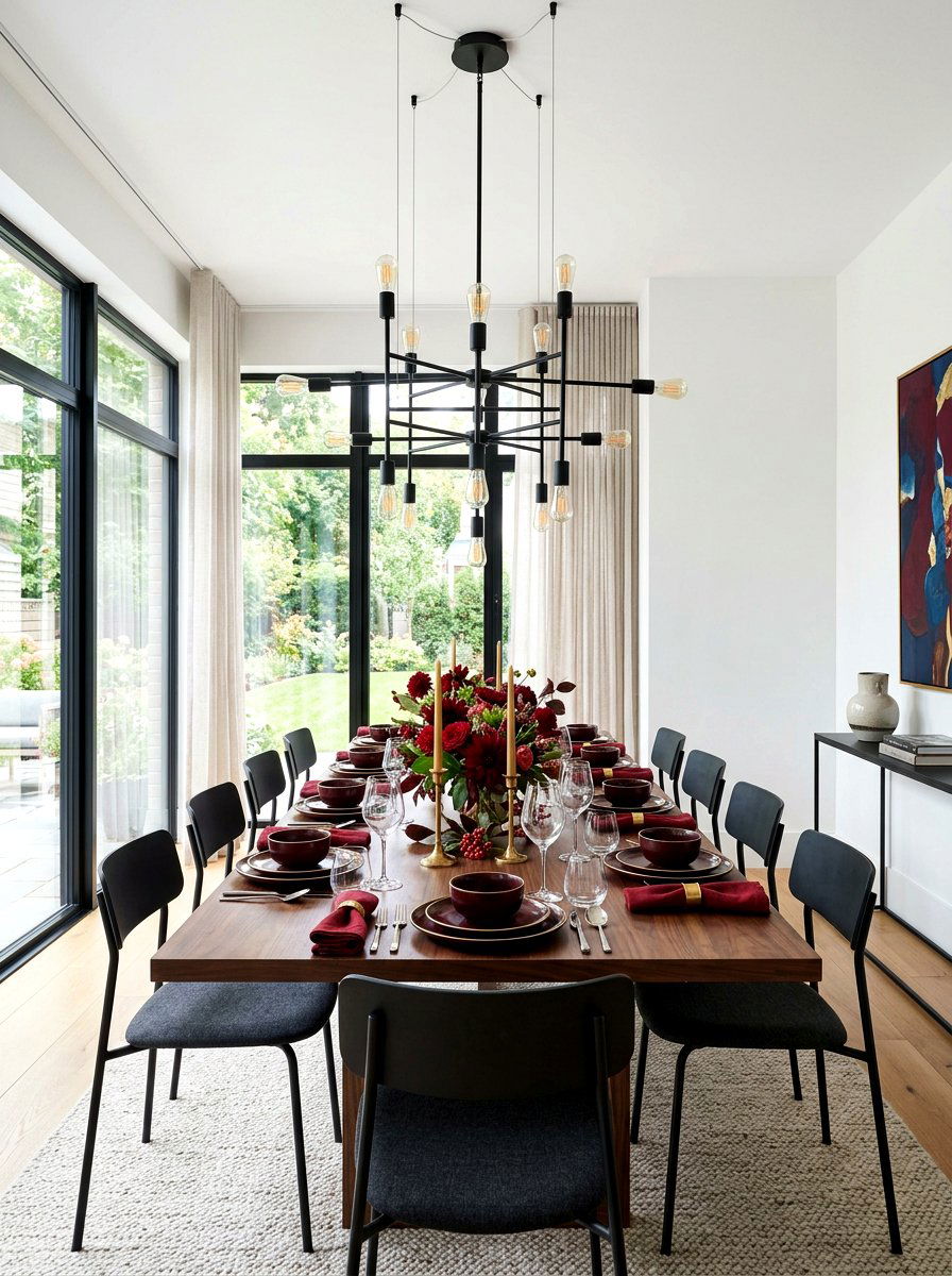 Modern Dining Room Lighting - 30 oxblood fall dining room ideas