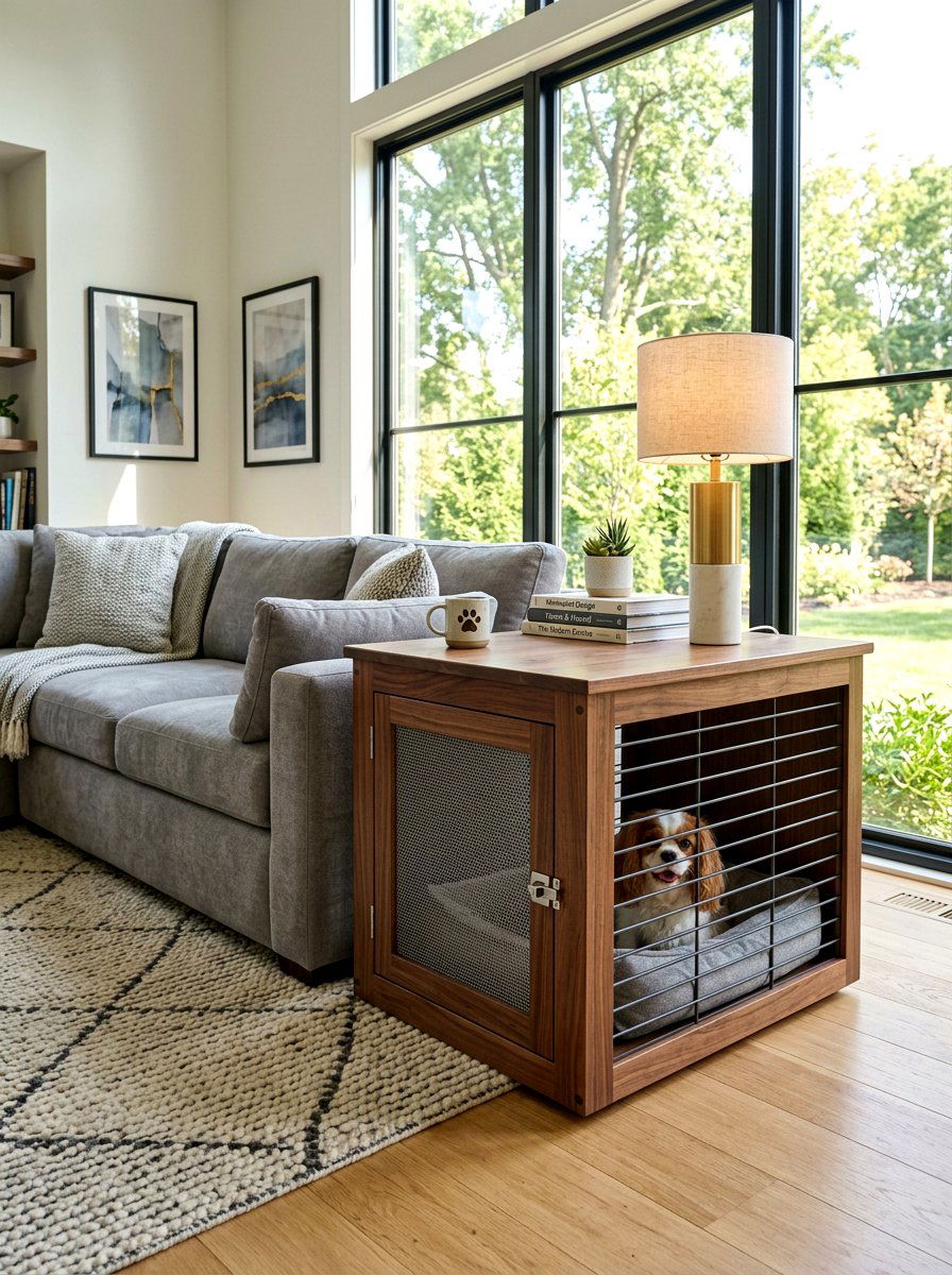 Modern Dog Crate Side Table - 30 stylish pet storage ideas