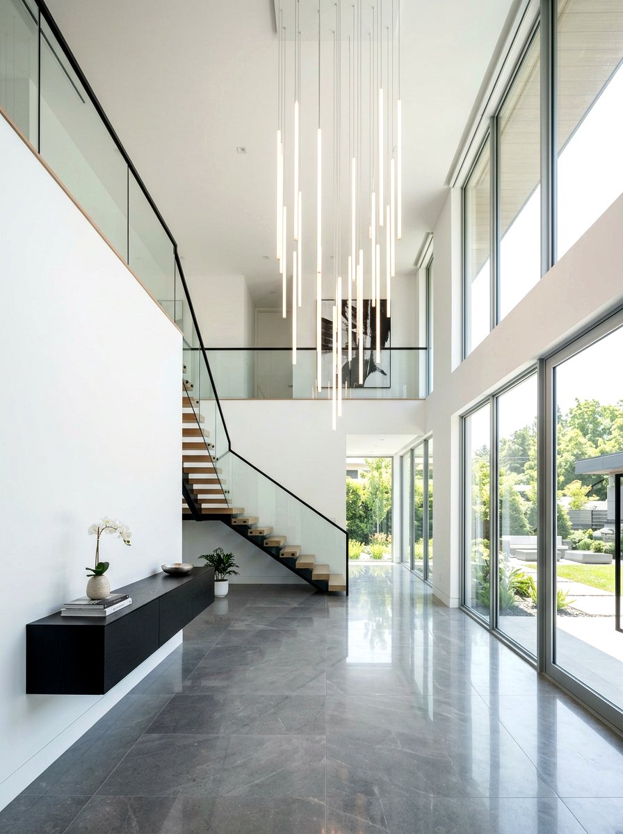 Modern Double Height Entrance - 30 double height foyer ideas
