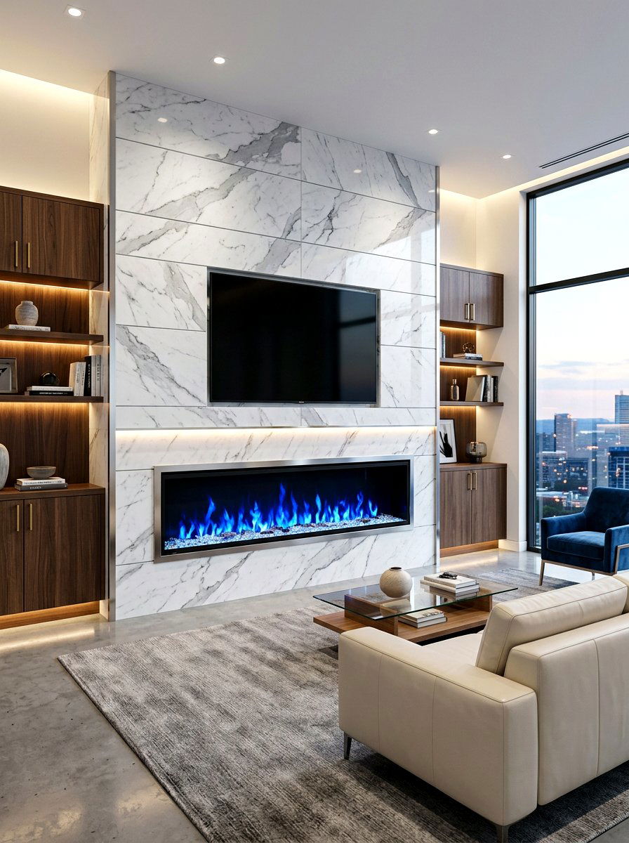 Modern Electric Fireplace - 30 fireplace wall living room ideas