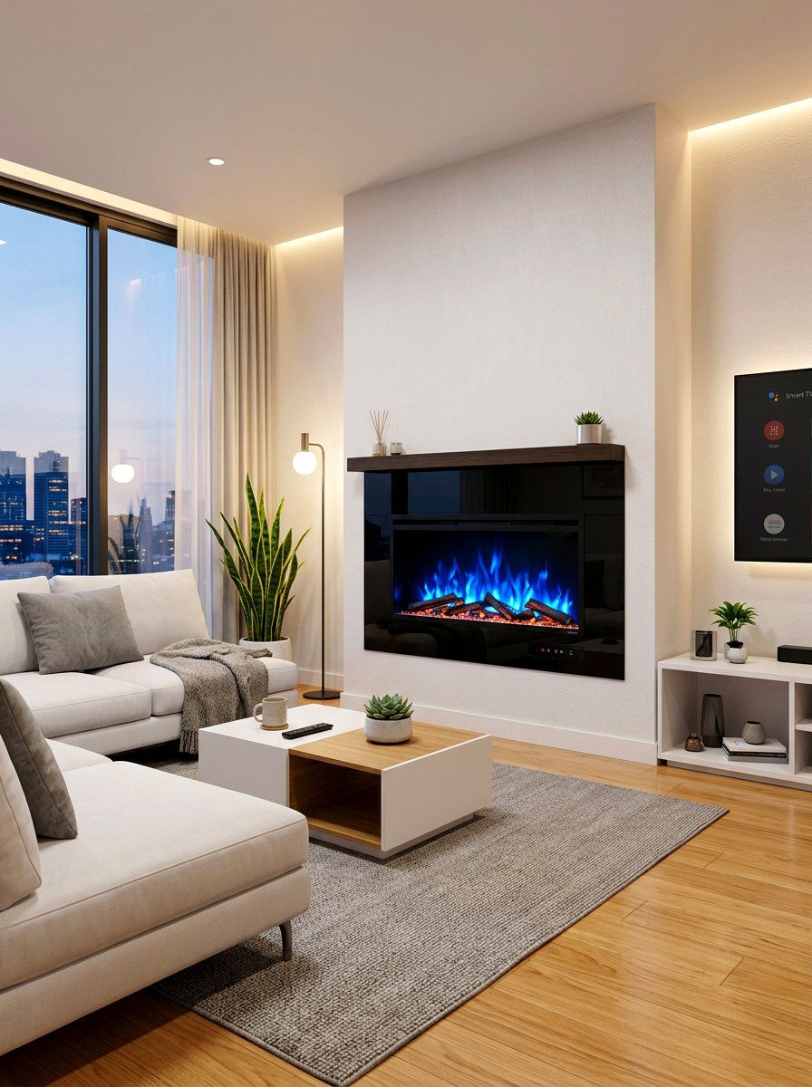 Modern Electric Fireplace - 30 futuristic glam living room ideas
