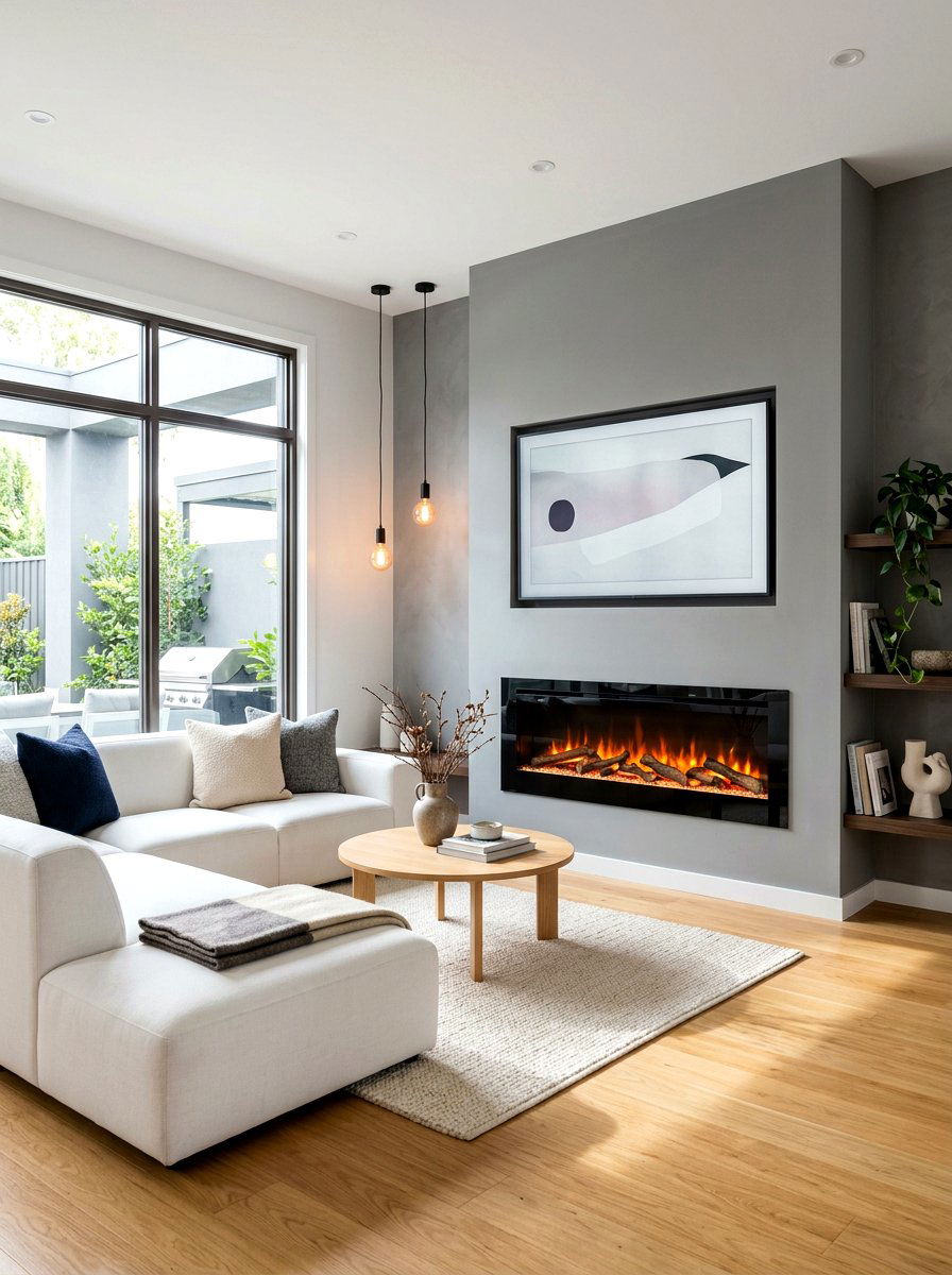 Modern Electric Fireplace - 30 basement fireplace ideas