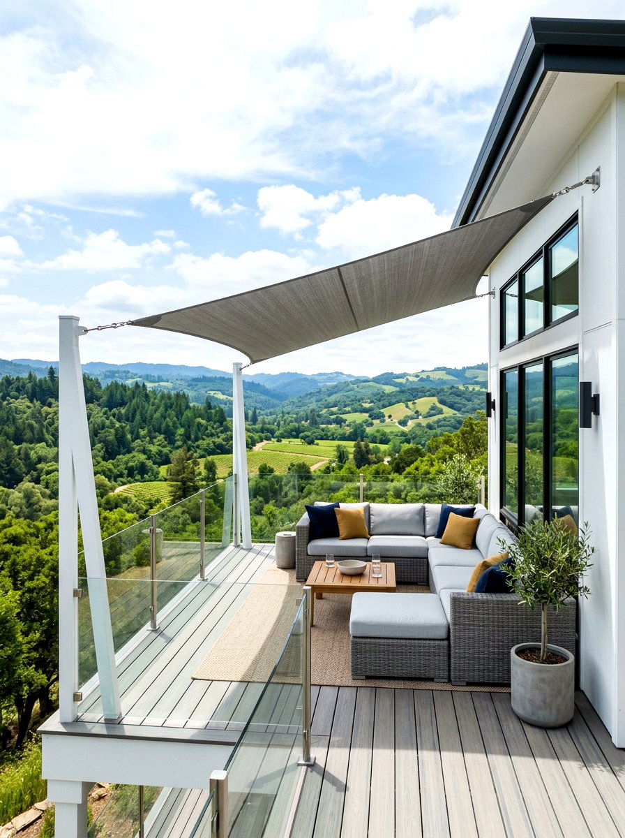 Modern Elevated Deck Shade - 30 sun sail patio ideas