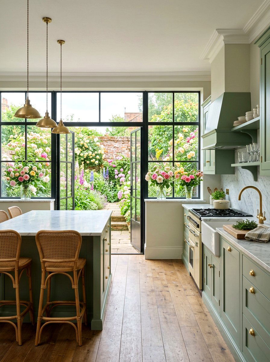 Modern English Garden Kitchen - 30 flower market kitchen ideas