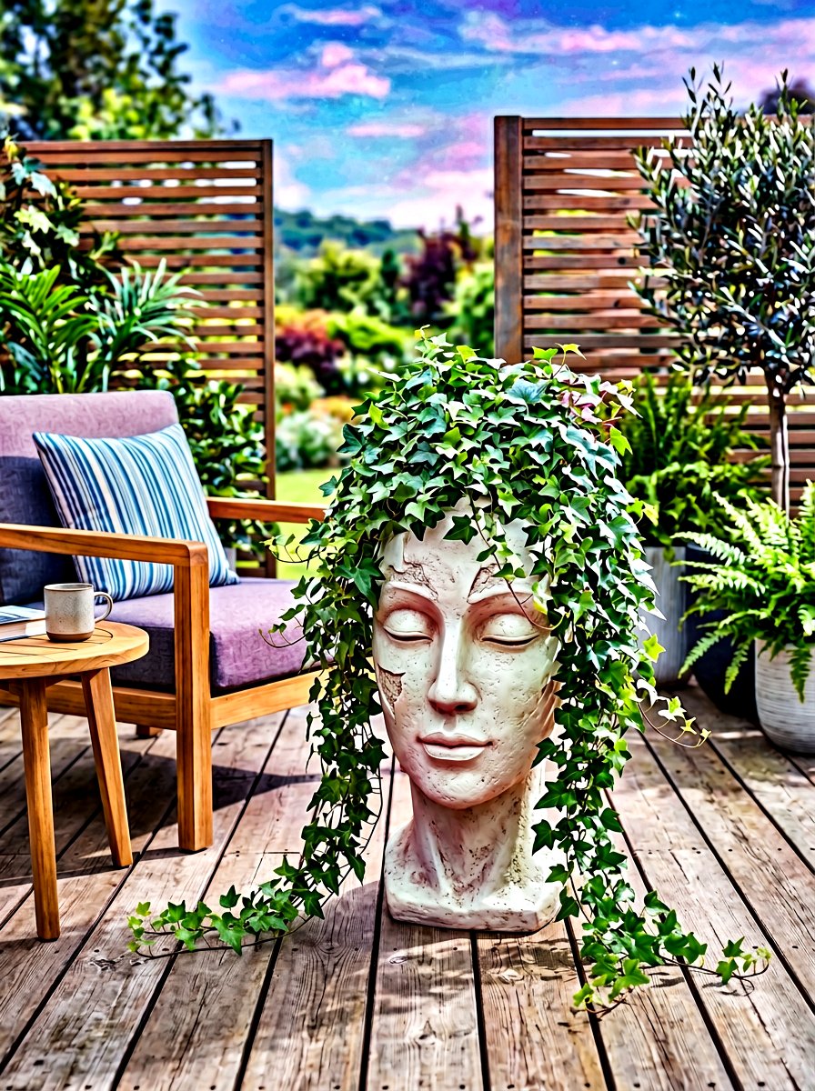 Modern Face Planter Statue - 30 garden statue ideas