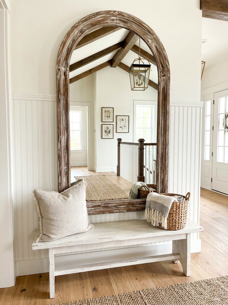 Modern Farmhouse Arched Mirror Hallway - 30 arched mirror hallway ideas