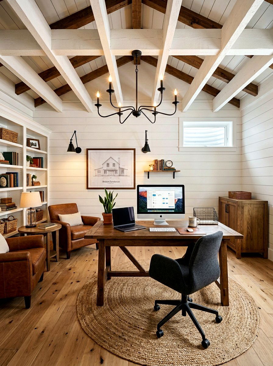 Modern Farmhouse Basement Office - 30 basement office ideas