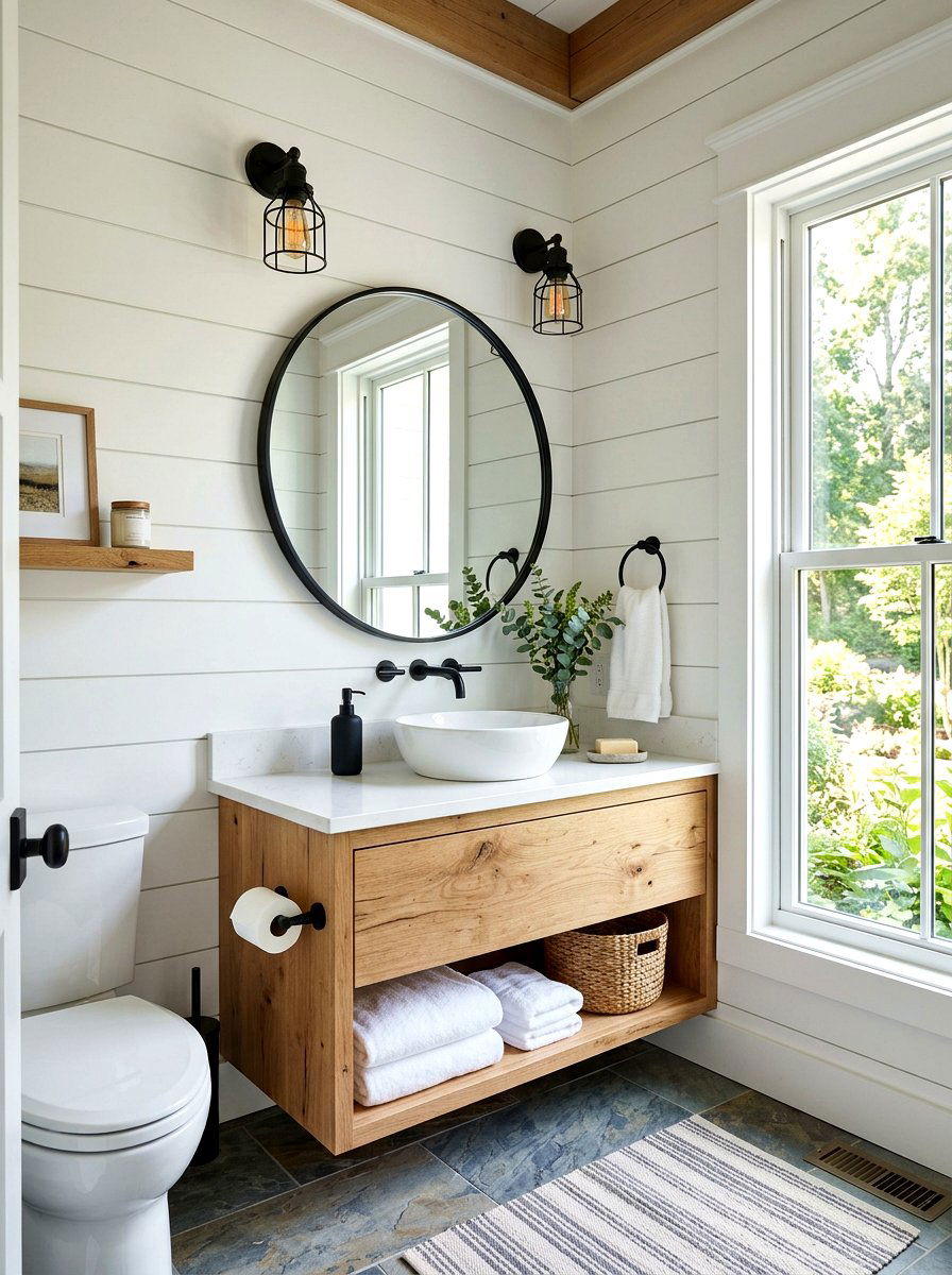 Modern Farmhouse Bathroom - 30 guest bathroom ideas