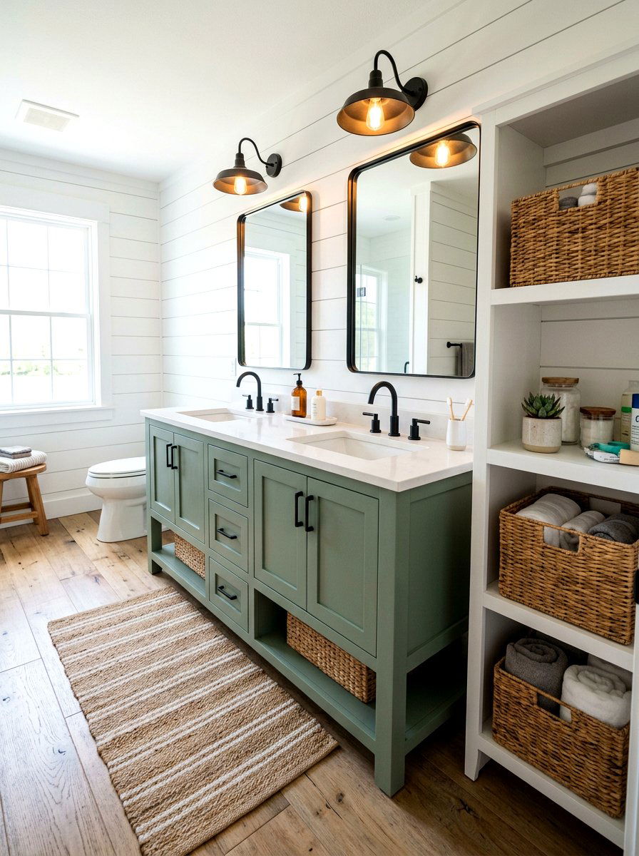 Modern Farmhouse Bathroom Setup - 30 double vanity ideas