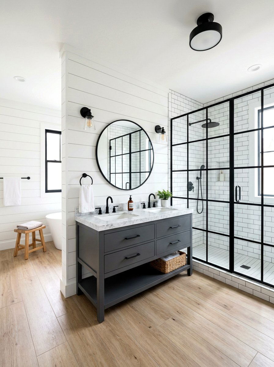Modern Farmhouse Bathroom - 30 farmhouse bathroom ideas