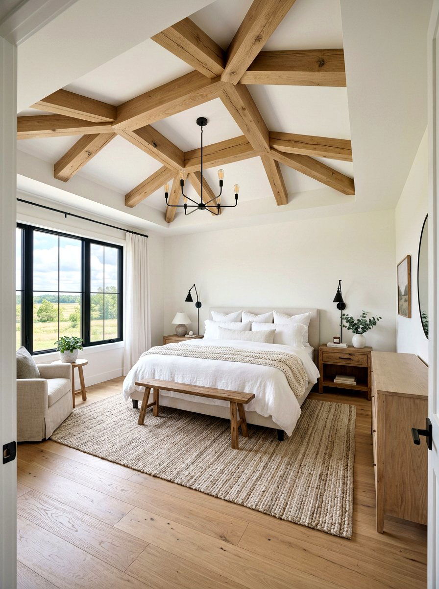 Modern Farmhouse Bedroom Beams - 30 rustic beam ceiling ideas