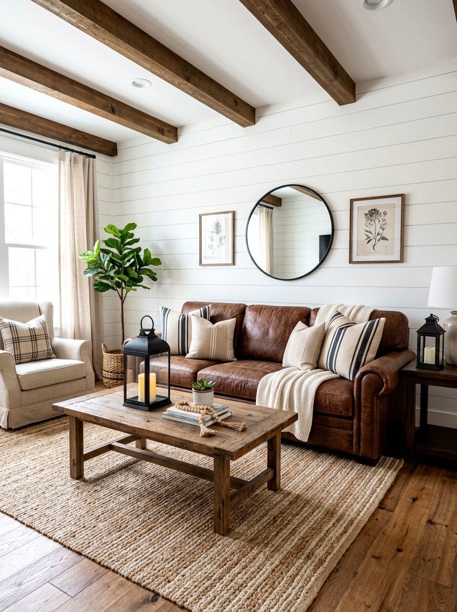Modern Farmhouse Brown Sofa Living Room - 30 brown sofa living room ideas