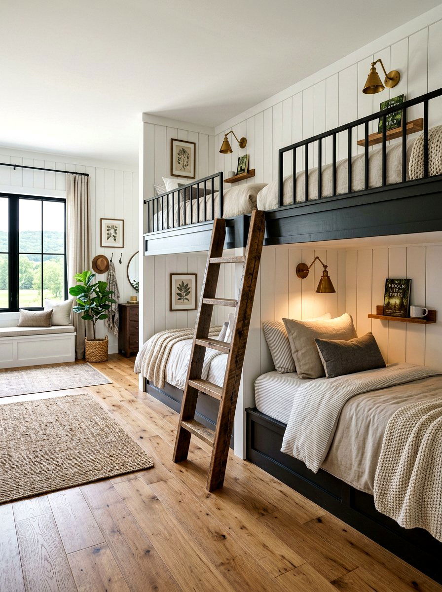 Modern Farmhouse Built In Bunk Beds - 30 built in bunk room ideas