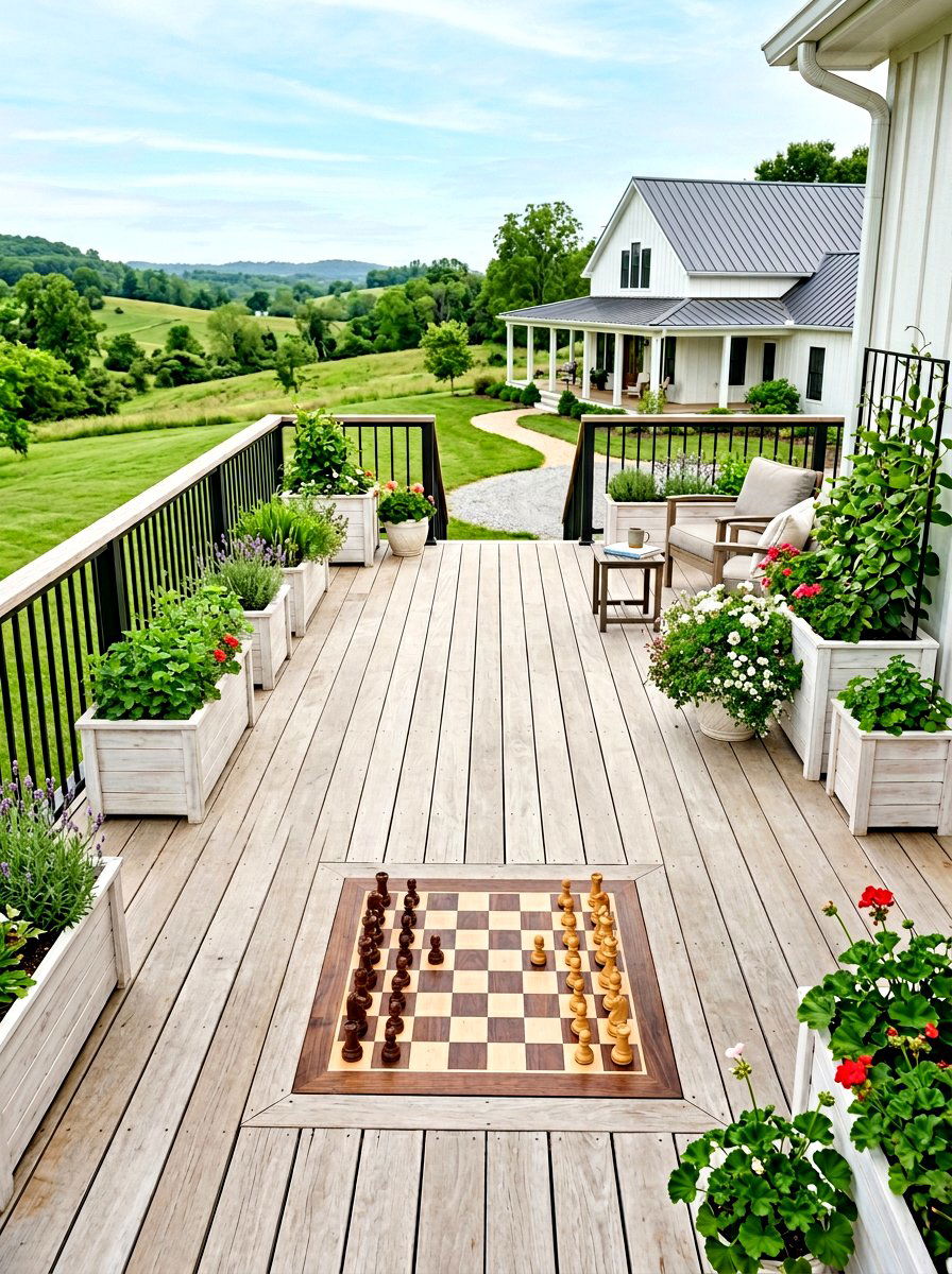Modern Farmhouse Chess Deck - 30 outdoor chess garden ideas