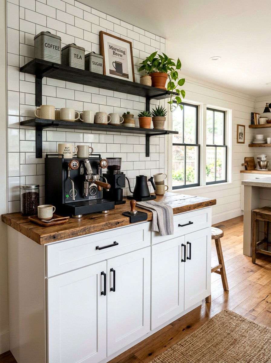 Modern Farmhouse Coffee Nook - 30 coffee nook pantry ideas