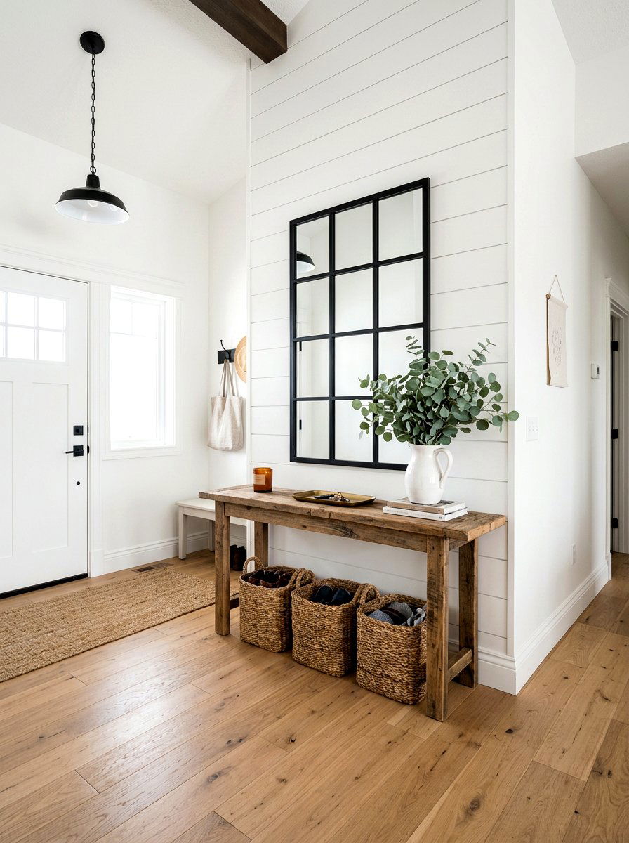 Modern Farmhouse Console - 30 layered entry table ideas